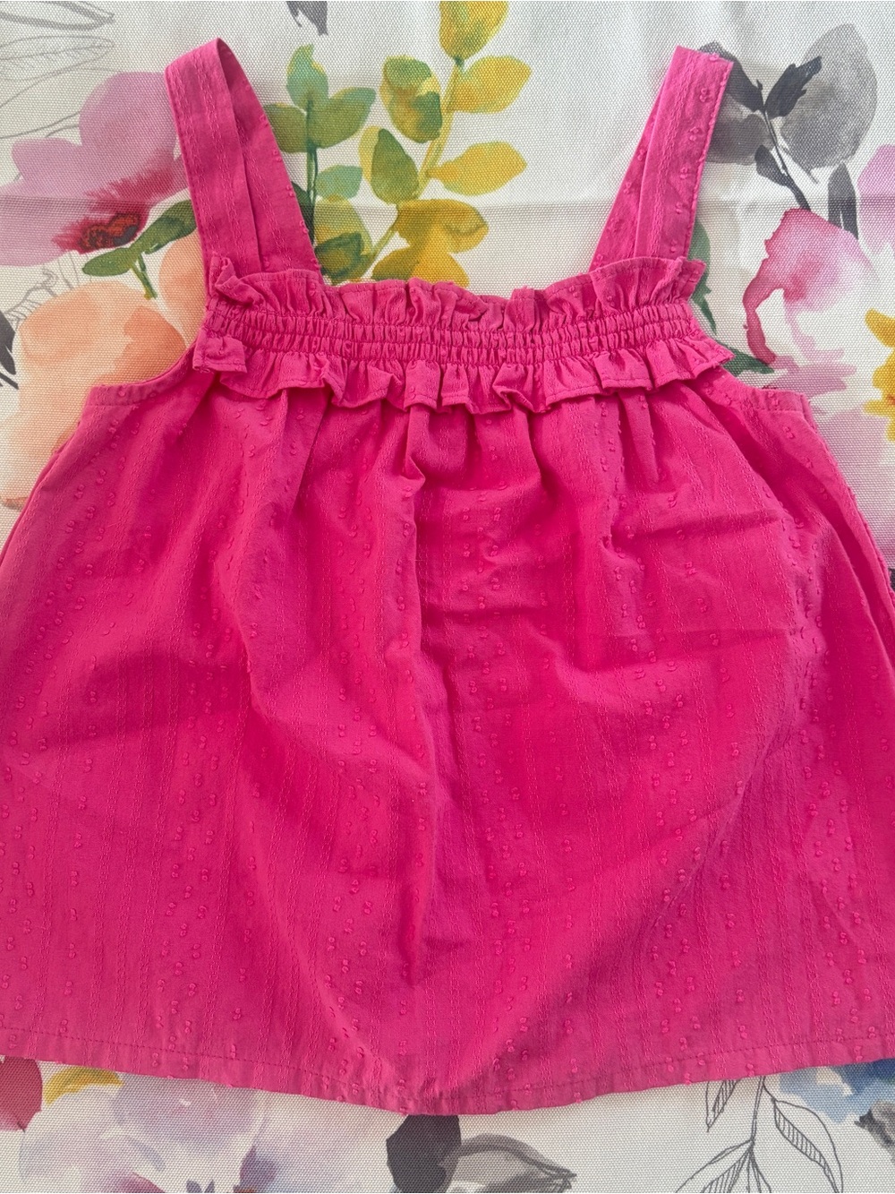 Kids - Girls Hot Pink Ruffled Tank Top